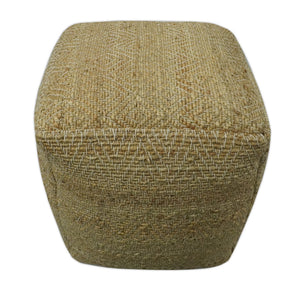 Hand Woven Natural Brown Geometrical Textured Jute Pouf