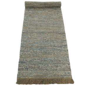 Modern Style Hand Woven Gray and Brown Jute and Art Silk Rug