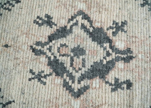 Hand Woven Peach and Charcoal Blended Hand Knotted Wool Rug