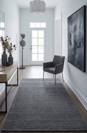 Hand Woven Solid Gray Blended Wool Area Rug