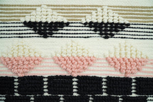 Hand Woven Wool Tapestry White, Blue and Pink Bohemian Modern Wall Hanging | WH13