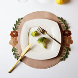Jasmine Beige Round Faux Leather Placemat