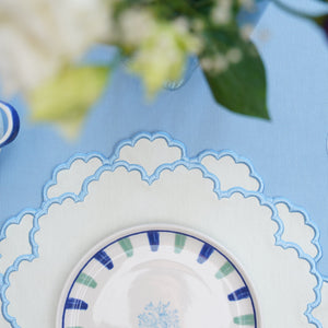 Cressida White Scalloped Blue Fabric Placemat