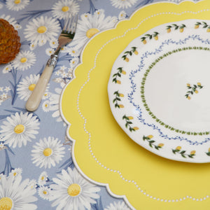 HALO YELLOW ROUND FAUX LEATHER PLACEMAT (Set Of 4)