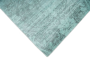 Modern Floral Design Teal Hand Loom Wool and Bamboo Silk 6x10 Area Rug