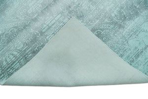 Modern Floral Design Teal Hand Loom Wool and Bamboo Silk 6x10 Area Rug