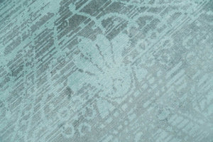 Modern Floral Design Teal Hand Loom Wool and Bamboo Silk 6x10 Area Rug