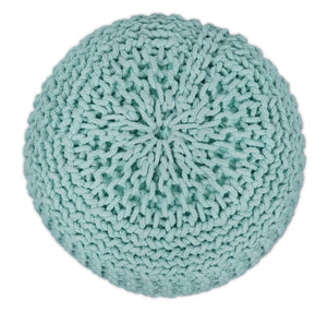 Handmade Aqua Macrame Pouf Ottoman - Footstool, Chair or Footrest | TRD113