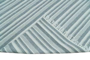 Handmade 5x8 Modern Stripes Pattern Blue And White Wool Rug