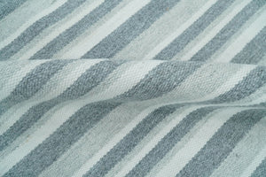 Handmade 5x8 Modern Stripes Pattern Blue And White Wool Rug