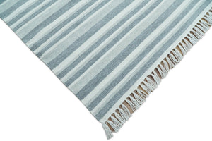 Handmade 5x8 Modern Stripes Pattern Blue And White Wool Rug