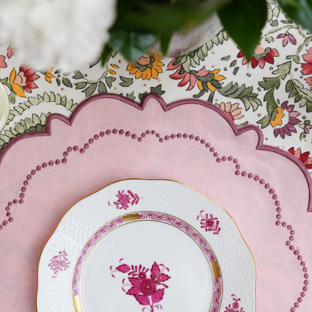 HARMONY PINK ROUND FABRIC PLACEMAT