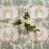LUNA IVORY GOLD TRIM FABRIC PLACEMAT NAPKIN SET