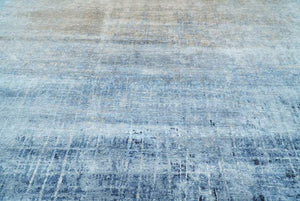 Modern Abstract Blue Hand Knotted bamboo Silk 8x10 Area Rug