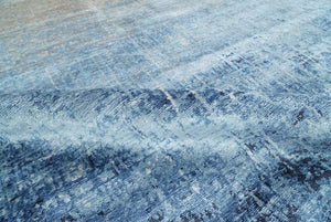 Modern Abstract Blue Hand Knotted bamboo Silk 8x10 Area Rug