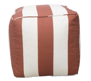 Modern Stripes Pattern Rust And White Polyester Pouf