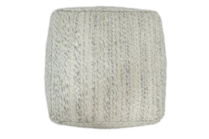 Beige and Gray Modern Chevron Handwoven Viscose Pouf