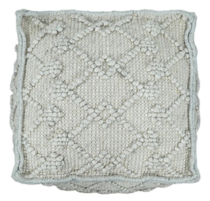 Modern Boho Design Beige Handwoven Wool Pouf