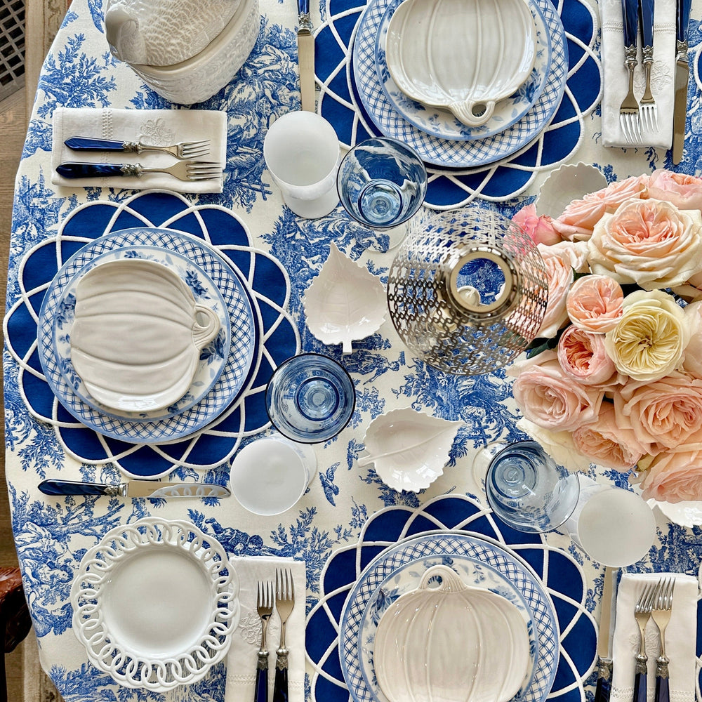 Gather Navy Blue Round Fabric Placemat