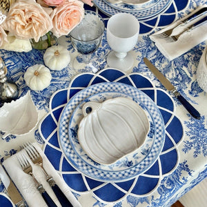 Gather Navy Blue Round Fabric Placemat