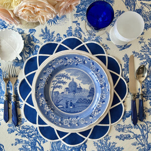 Gather Navy Blue Round Fabric Placemat
