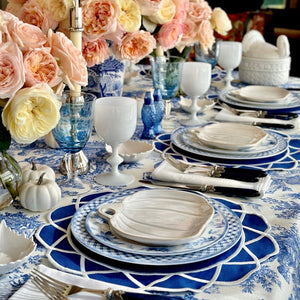 Gather Navy Blue Round Fabric Placemat