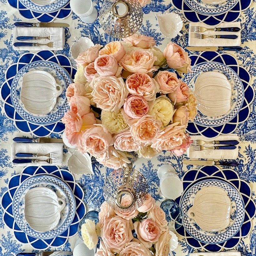 Gather Navy Blue Round Fabric Placemat