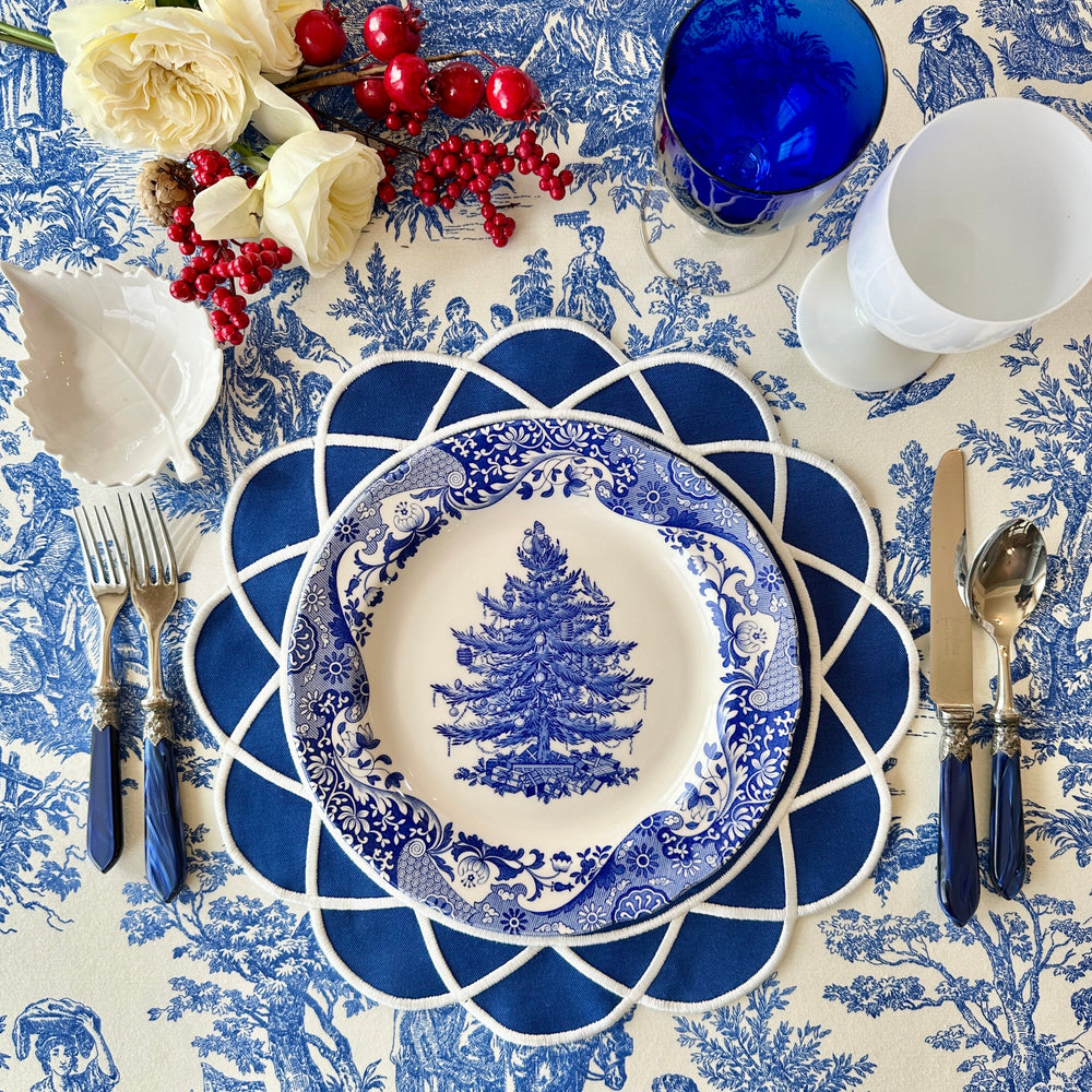 Gather Navy Blue Round Fabric Placemat