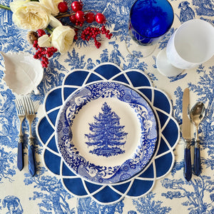 Gather Navy Blue Round Fabric Placemat