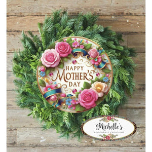 Happy Mother's Day Pink Jewel Round Sign