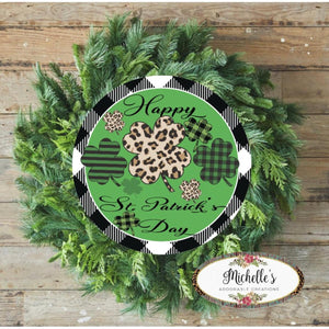 Happy Saint Patricks Day Leopard Sign - Wreath Enhancement