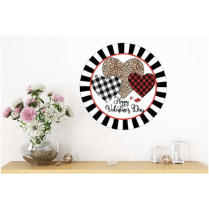 Happy Valentine Multi Pattern Hearts Sign