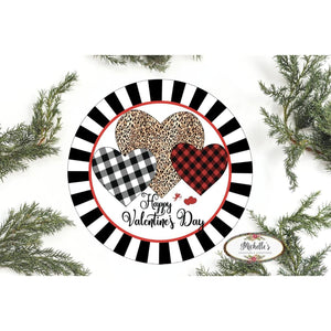 Happy Valentine Multi Pattern Hearts Sign