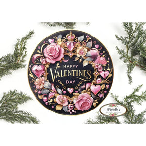 Happy Valentine's Day Pink Gold Sign - Wreath Enhancement