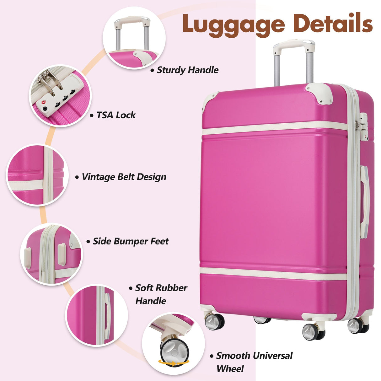 Hardshell Lightweight Suitcase Double Spinner Wheels with TSA Lock ,Single Vintage Luggage with Bag - Tuesday Morning - Luggage
