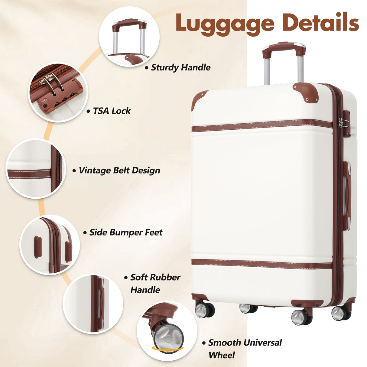 Hardshell Lightweight Suitcase Double Spinner Wheels with TSA Lock ,Single Vintage Luggage with Bag - Tuesday Morning - Luggage