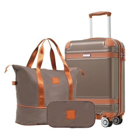 Hardshell Luggage Set 3 Piece Carry - on Suitcase Double Spinner Wheels with TSA Lock, Weekender Duffel Bag, Toiletry Bag - Tuesday Morning - Luggage Sets