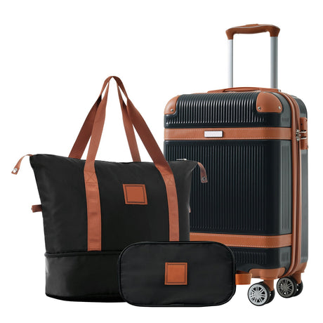Hardshell Luggage Set 3 Piece Carry - on Suitcase Double Spinner Wheels with TSA Lock, Weekender Duffel Bag, Toiletry Bag - Tuesday Morning - Luggage Sets