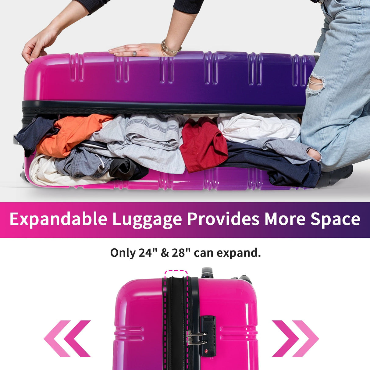 Hardshell Luggage Sets 3 Piece Expandable Suitcase with Spinner Wheels and TSA Lock Lightweight - Tuesday Morning - Luggage Sets
