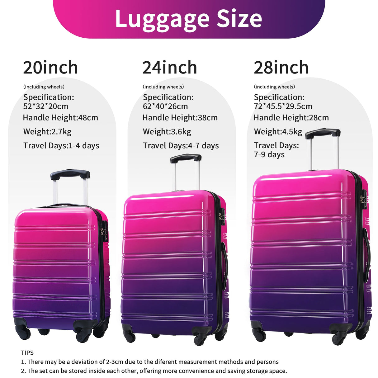 Hardshell Luggage Sets 3 Piece Expandable Suitcase with Spinner Wheels and TSA Lock Lightweight - Tuesday Morning - Luggage Sets