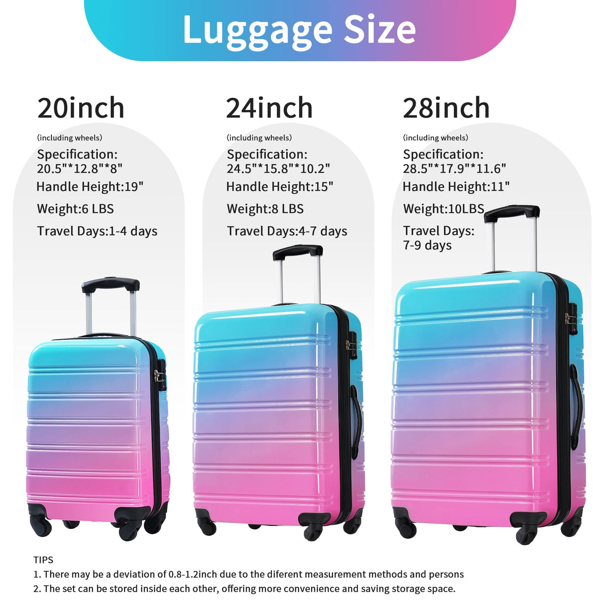 Hardshell Luggage Sets 3 Piece Expandable Suitcase with Spinner Wheels and TSA Lock Lightweight - Tuesday Morning - Luggage Sets