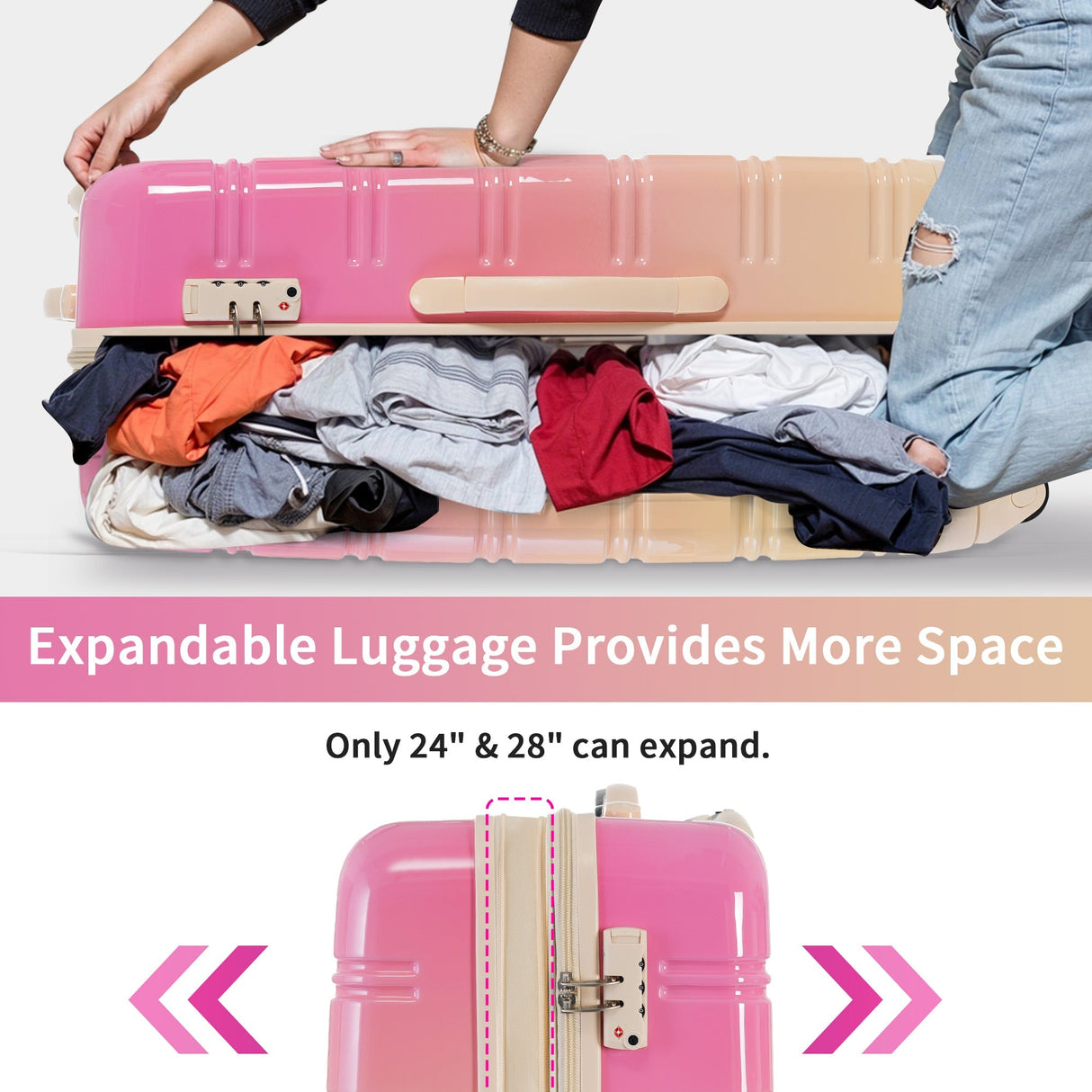 Hardshell Luggage Sets 3 Piece Expandable Suitcase with Spinner Wheels and TSA Lock Lightweight - Tuesday Morning - Luggage Sets