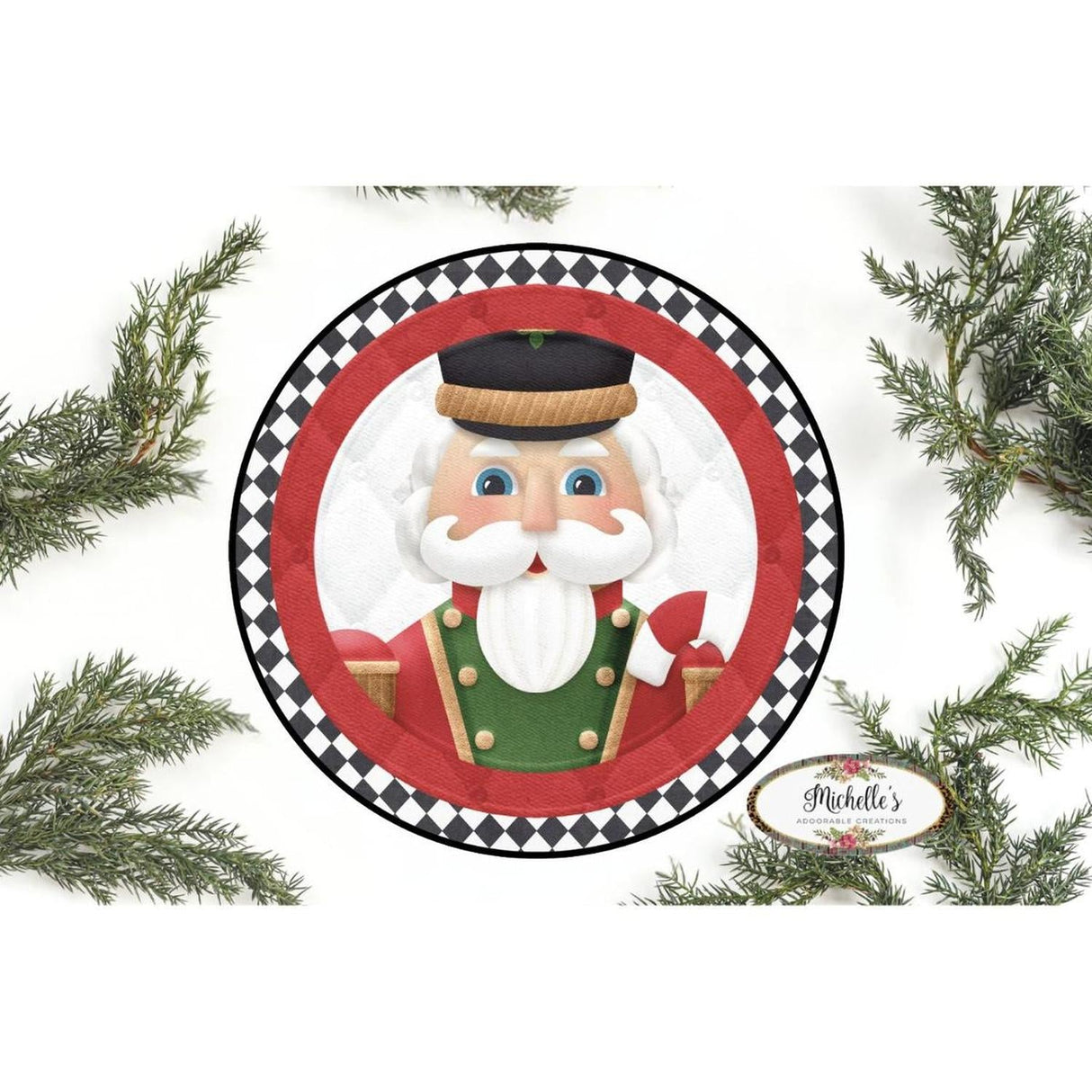 Harlequin Christmas Nutcracker Sign - Wreath Enhancement