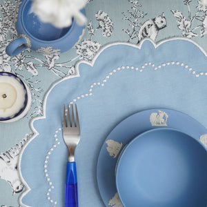Harmony Blue Round Fabric Placemats