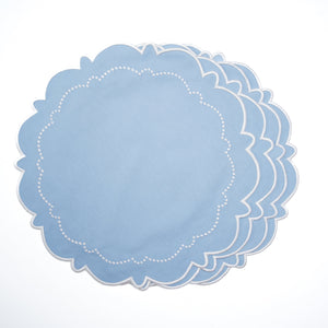 Harmony Blue Round Fabric Placemats