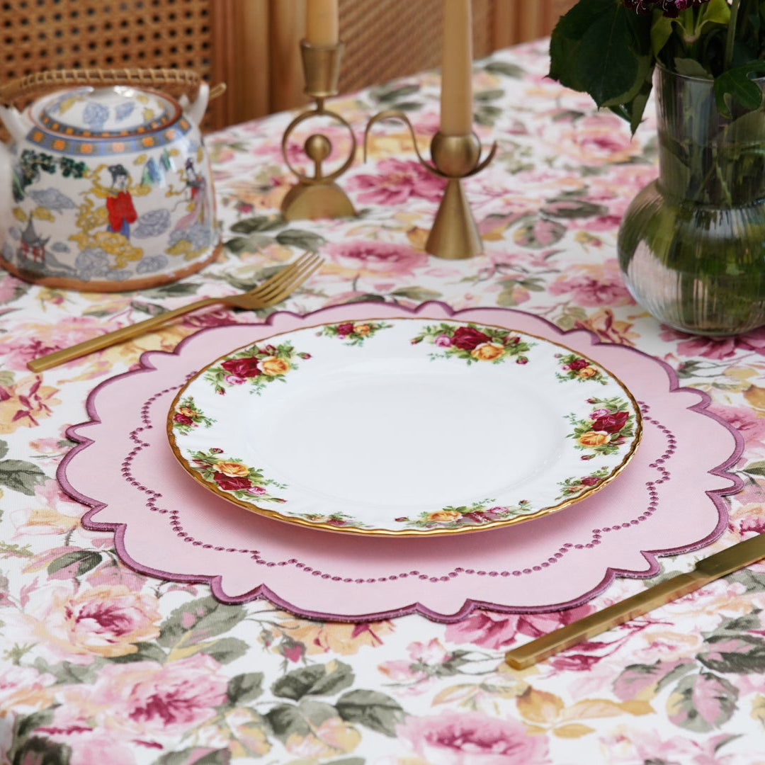 HARMONY PINK ROUND FABRIC PLACEMAT