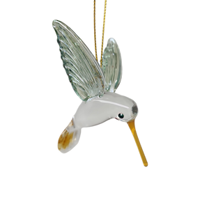 Egyptian Glass Hummingbird Ornament - Green with Yellow Beak
