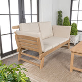 Hartley 2 - seat modern scandinavian folding wood outdoor day bed sofa - Tuesday Morning - Outdoor Chairs