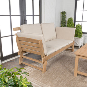 Hartley 2 - seat modern scandinavian folding wood outdoor day bed sofa - Tuesday Morning - Outdoor Chairs