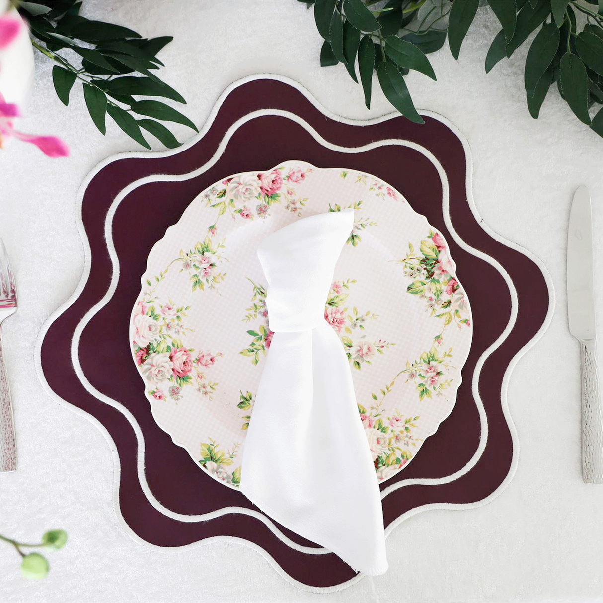 HAVEN BURGUNDY FAUX LEATHER PLACEMAT (Set Of 4)